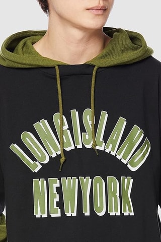 Camiseta loose con capucha - Negro
