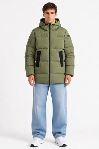 Anorak largo con capucha - Verde oliva