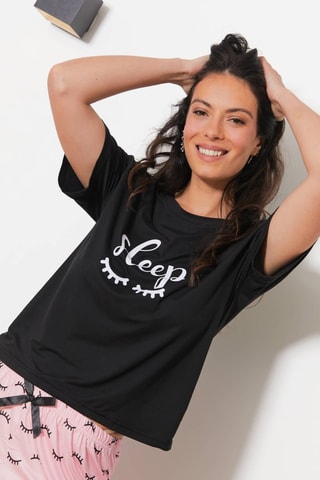 Camiseta y short Ours - Negro y rosa