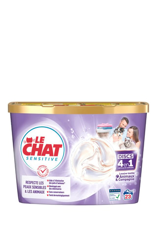 3 x 23 pastilles de lessive Le Chat Discs Sensitive Animaux et Compagnie - 23 lavages