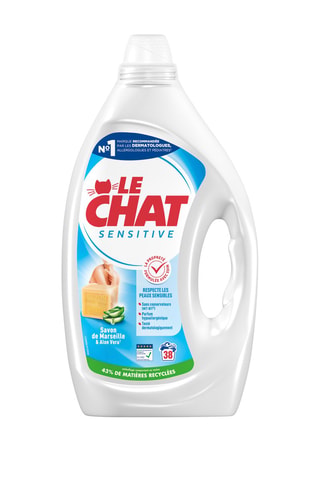4 x Lessive Sensitive Savon de Marseille & Aloe Véra Le Chat - 38 Lavages - 1,7 l