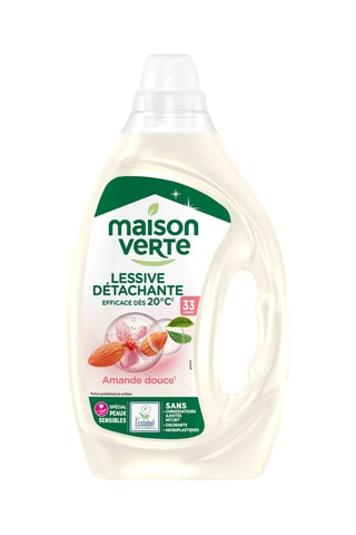 4 x Lessive détachante Amande Douce Maison Verte - 33 lavages - 1,48 l