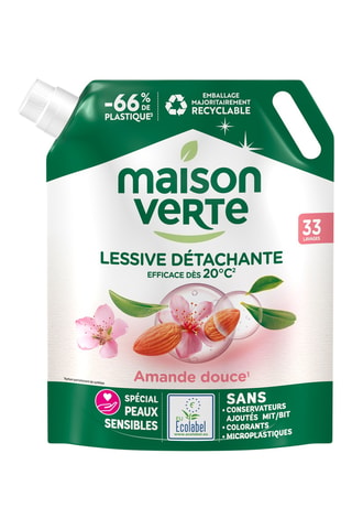 5 x Recharge lessive détachante Amande Douce Maison Verte - 33 lavages - 1,48  l