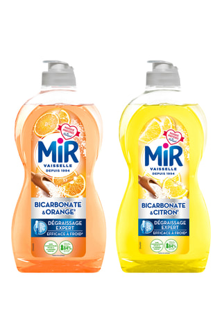 4 x Liquide vaisselle Bicarbonate et Citron Mir - 450 ml et 4 x Liquide vaisselle Bicarbonate et Orange Mir - 450 ml