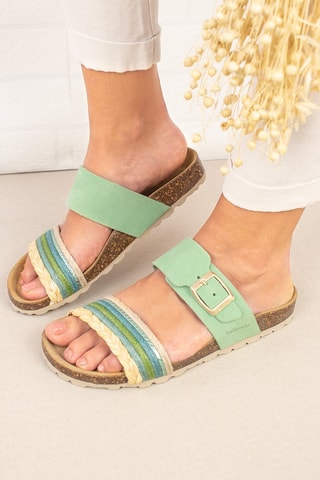 Leren Muiltjes Turquoise
