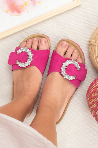 Nubuck Muiltjes Rosso Fuchsia