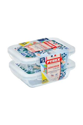 2 lunchbox rettangolari in vetro borosilicato Pyrex® con coperchio Cook & Go - 0,8 l