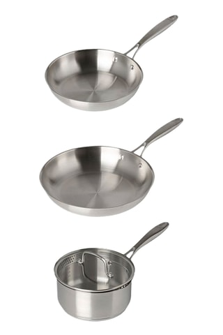 2 padelle 24 e 28 cm e casseruola da 18 cm in acciaio inossidabile Infinity