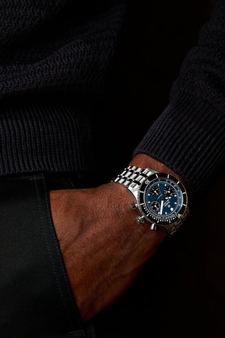 Reloj automático de acero - Cronógrafo - Plateado y negro