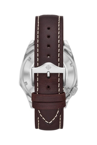 Reloj automático de piel - Marrón y plateado