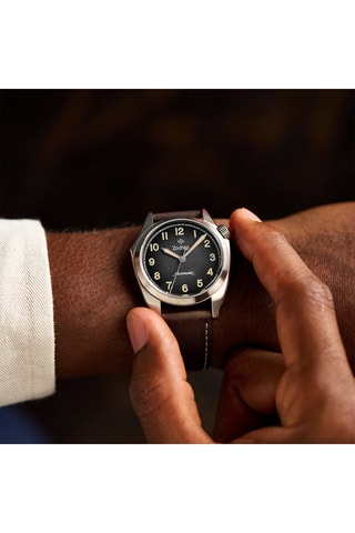 Reloj automático de piel - Marrón y plateado