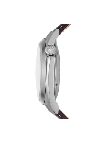 Reloj automático de piel - Marrón y plateado