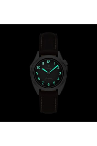 Reloj automático de piel - Marrón y plateado