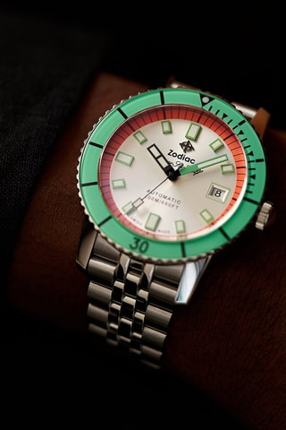 Reloj automático de acero - Plateado y verde