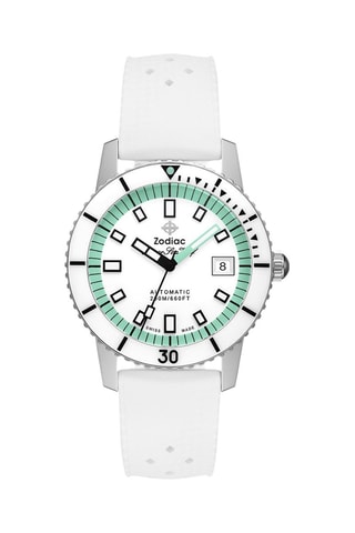 Reloj automático de caucho - Blanco y plateado