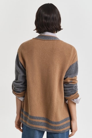 Cardigan regular in lana e cashmere - Marrone