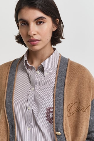 Cardigan regular in lana e cashmere - Marrone