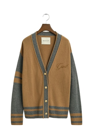 Cardigan regular in lana e cashmere - Marrone