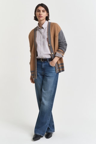 Cardigan regular in lana e cashmere - Marrone
