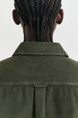 Camicia regular in velluto - Verde scuro