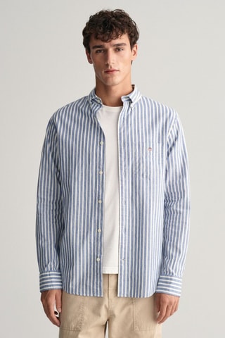 Camicia regular in lino - Blu
