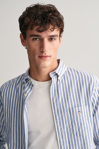 Camicia regular in lino - Blu