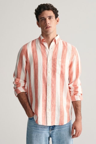 Camicia regular in lino - Arancione