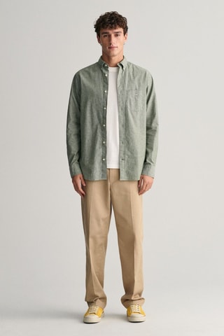 Camicia regular in lino - Verde oliva