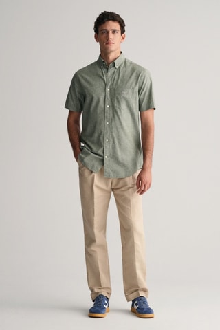 Camicia regular in lino - Verde