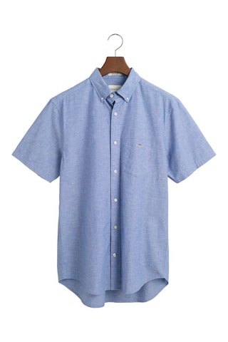 Camicia regular in lino - Blu