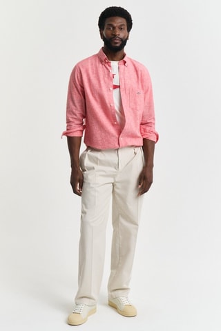Camicia regular in lino - Rosa