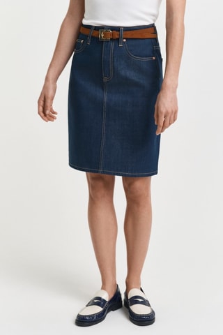 Gonna taglio dritto in jeans - Blu scuro
