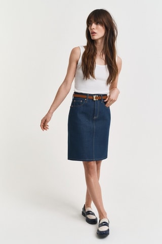 Gonna taglio dritto in jeans - Blu scuro
