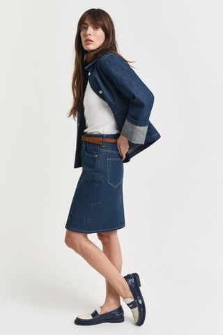 Gonna taglio dritto in jeans - Blu scuro