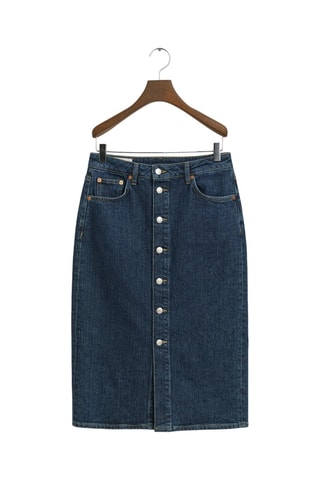 Gonna taglio dritto in jeans a vita alta - Blu