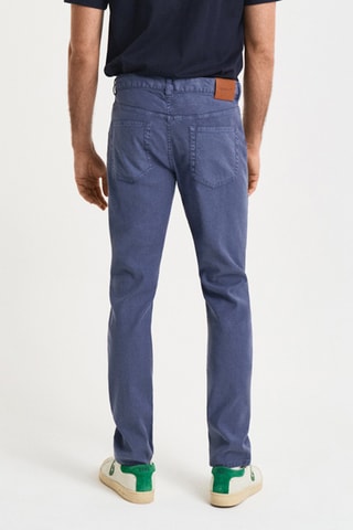 Jeans slim in lino - Blu