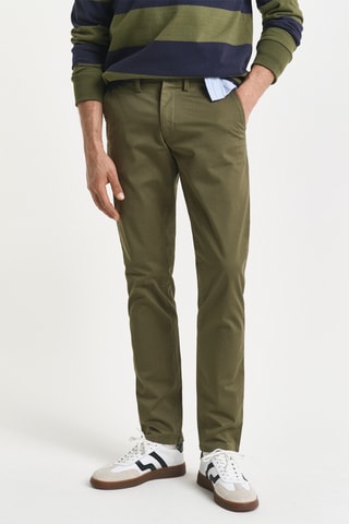 Pantaloni chino slim in cotone bio - Kaki