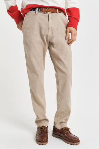 Pantaloni chino slim in lino - Beige