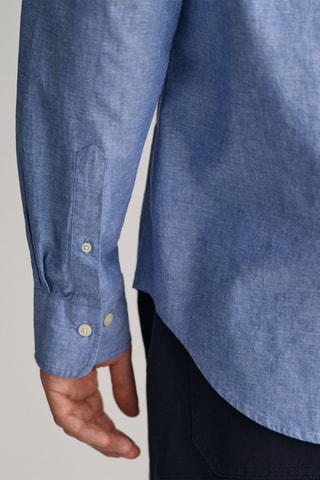 Camicia regular in lino - Blu