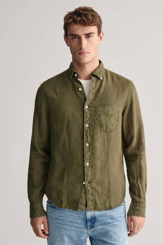 Camicia in lino - Verde kaki