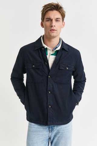 Sovracamicia regular in lino - Navy