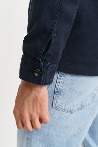 Sovracamicia regular in lino - Navy