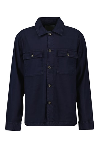 Sovracamicia regular in lino - Navy