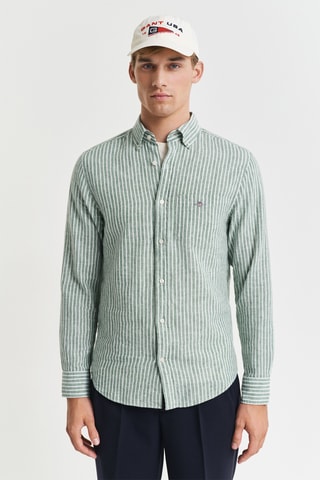Camicia regular in lino - Verde