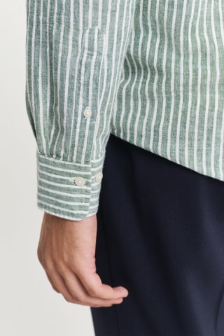Camicia regular in lino - Verde