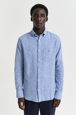 Camicia regular in lino - Blu