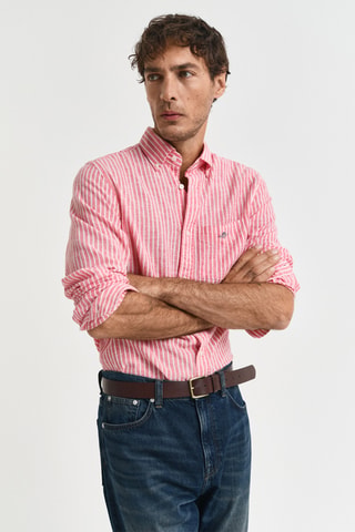 Camicia regular in lino - Rosa