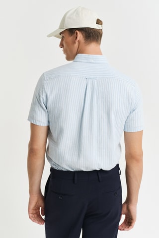 Camicia regular in lino - Azzurro