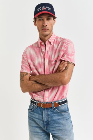 Camicia regular in lino - Rosa