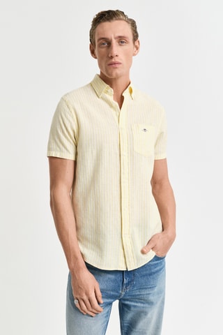 Camicia regular in lino - Giallo